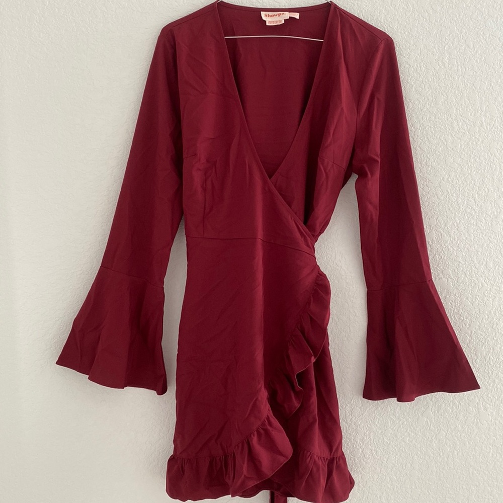 BURGANDY SHOWPO WRAP DRESS